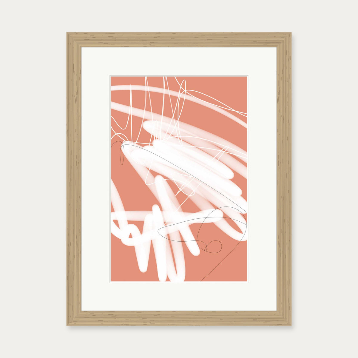 Abstract Sketch Art Print — 30 x 40 cm — Oak Frame