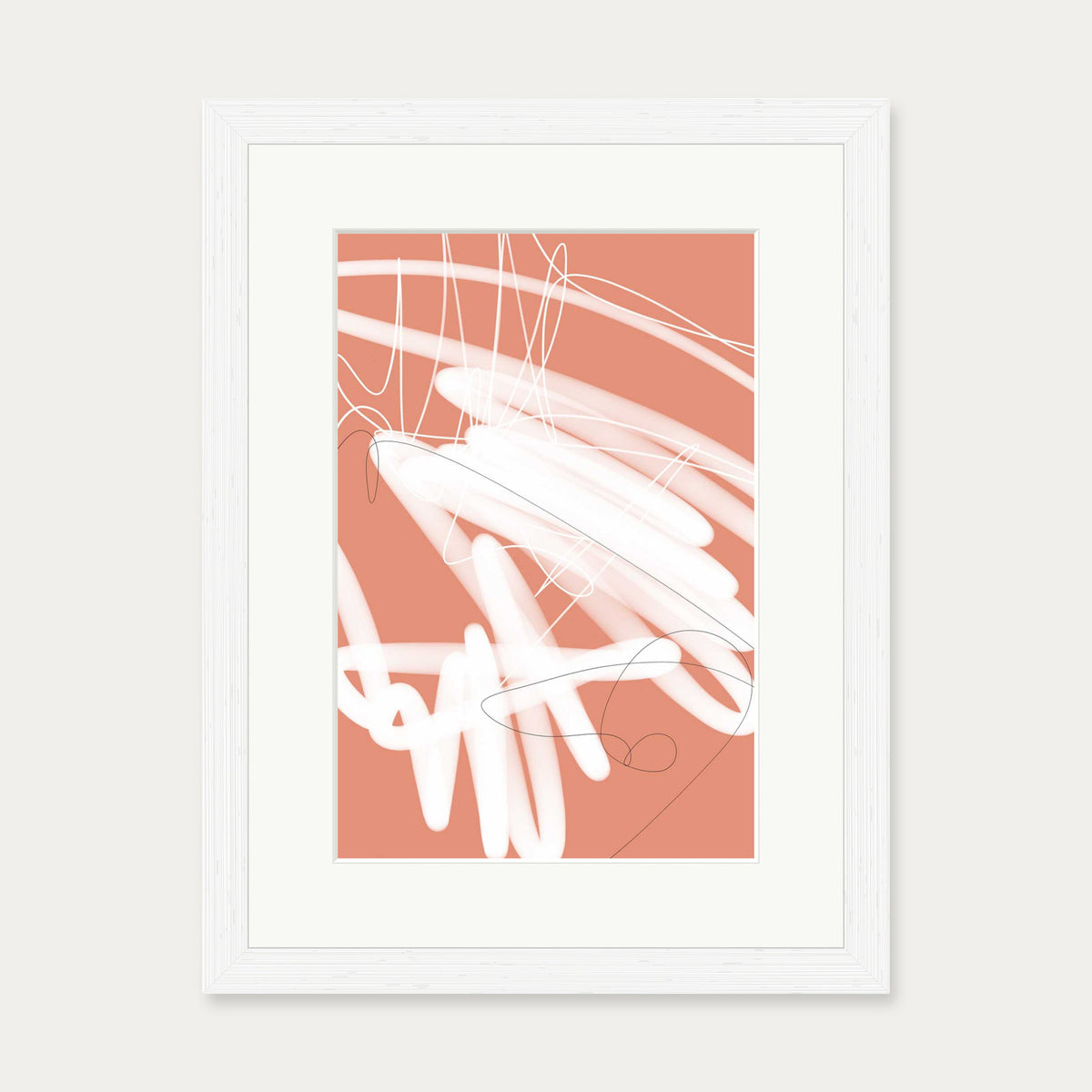 Abstract Sketch Art Print — 30 x 40 cm — White Frame
