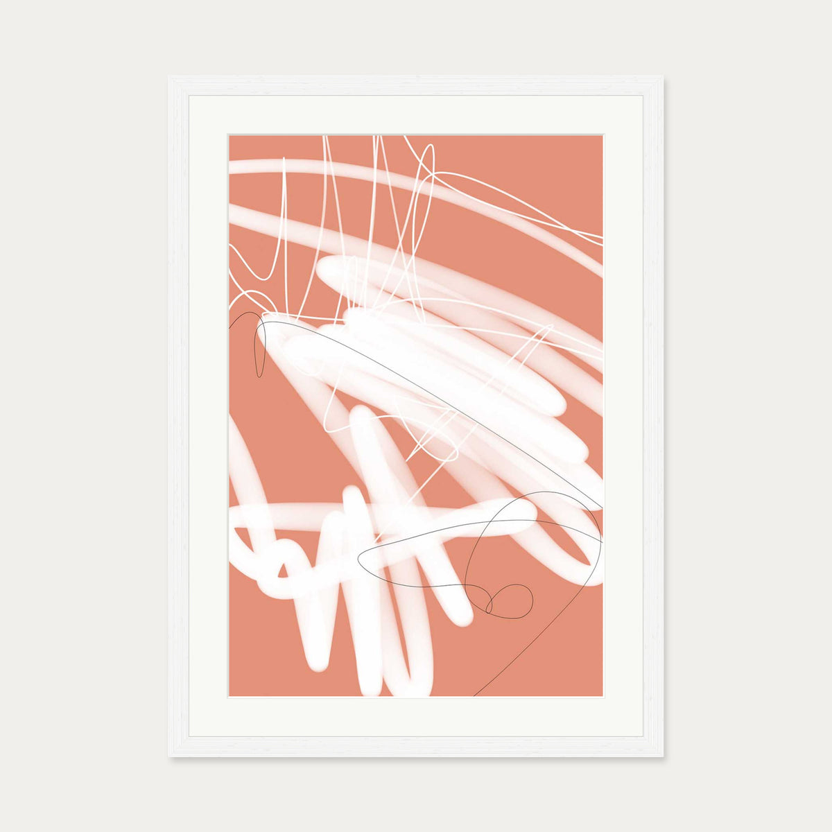 Abstract Sketch Art Print — 50 x 70 cm — White Frame