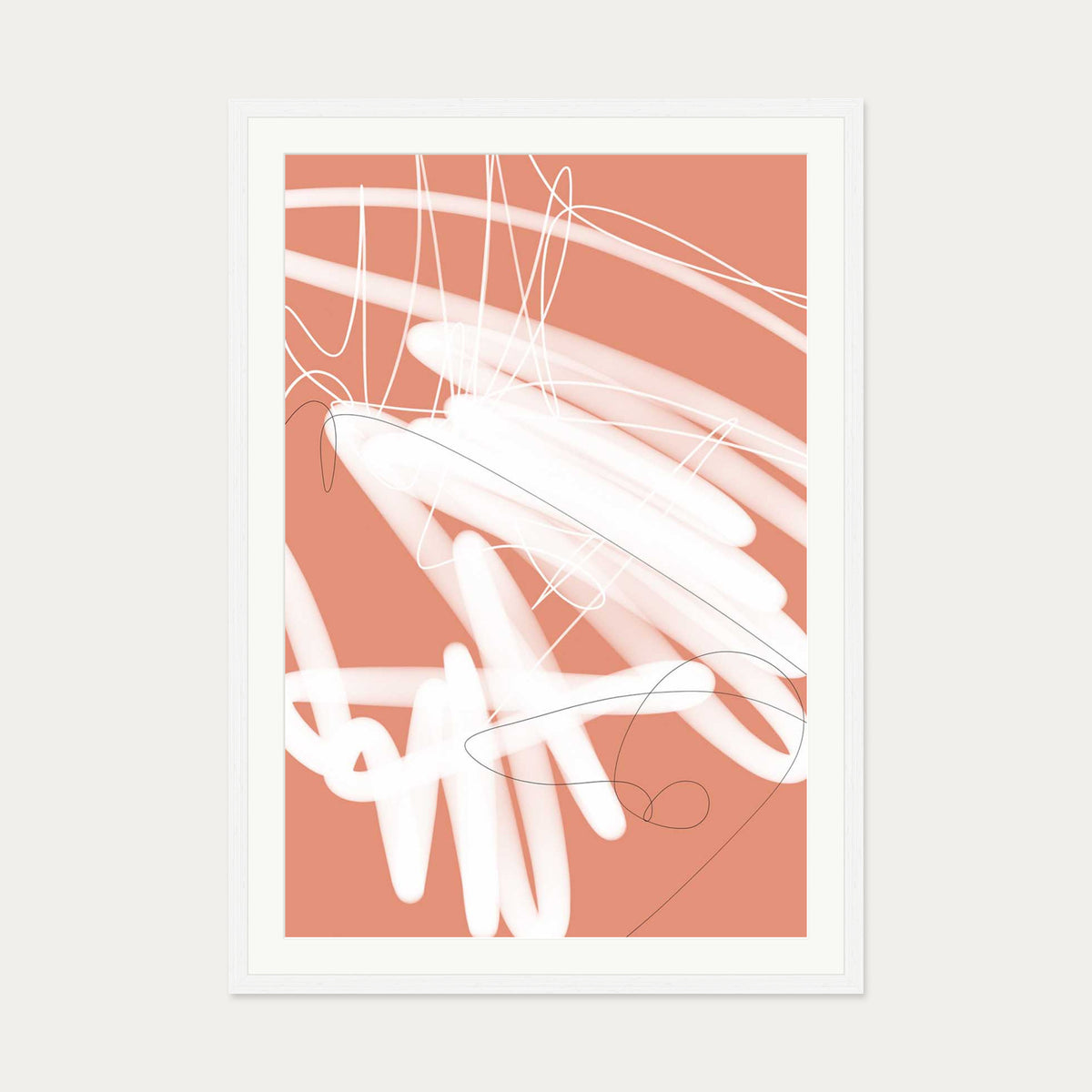 Abstract Sketch Art Print — 70 x 100 cm — White Frame