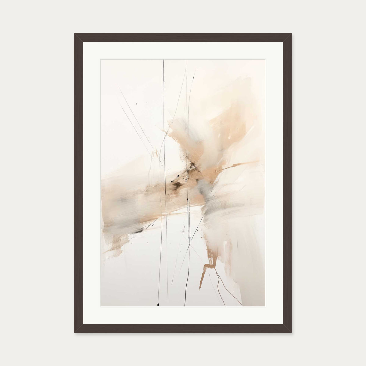 Abstract Songbird II Art Print — 50 x 70 cm — Brown Frame