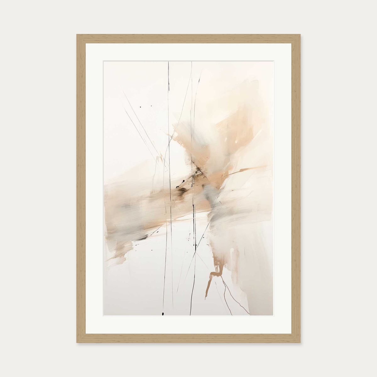 Abstract Songbird II Art Print — 50 x 70 cm — Oak Frame