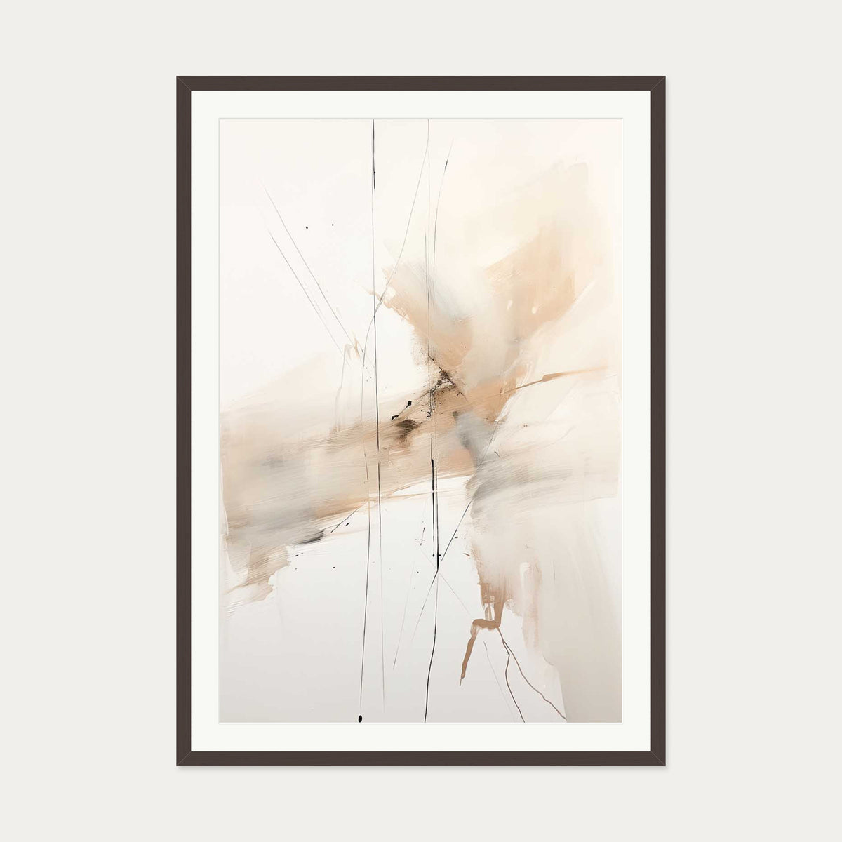 Abstract Songbird II Art Print — 70 x 100 cm — Brown Frame