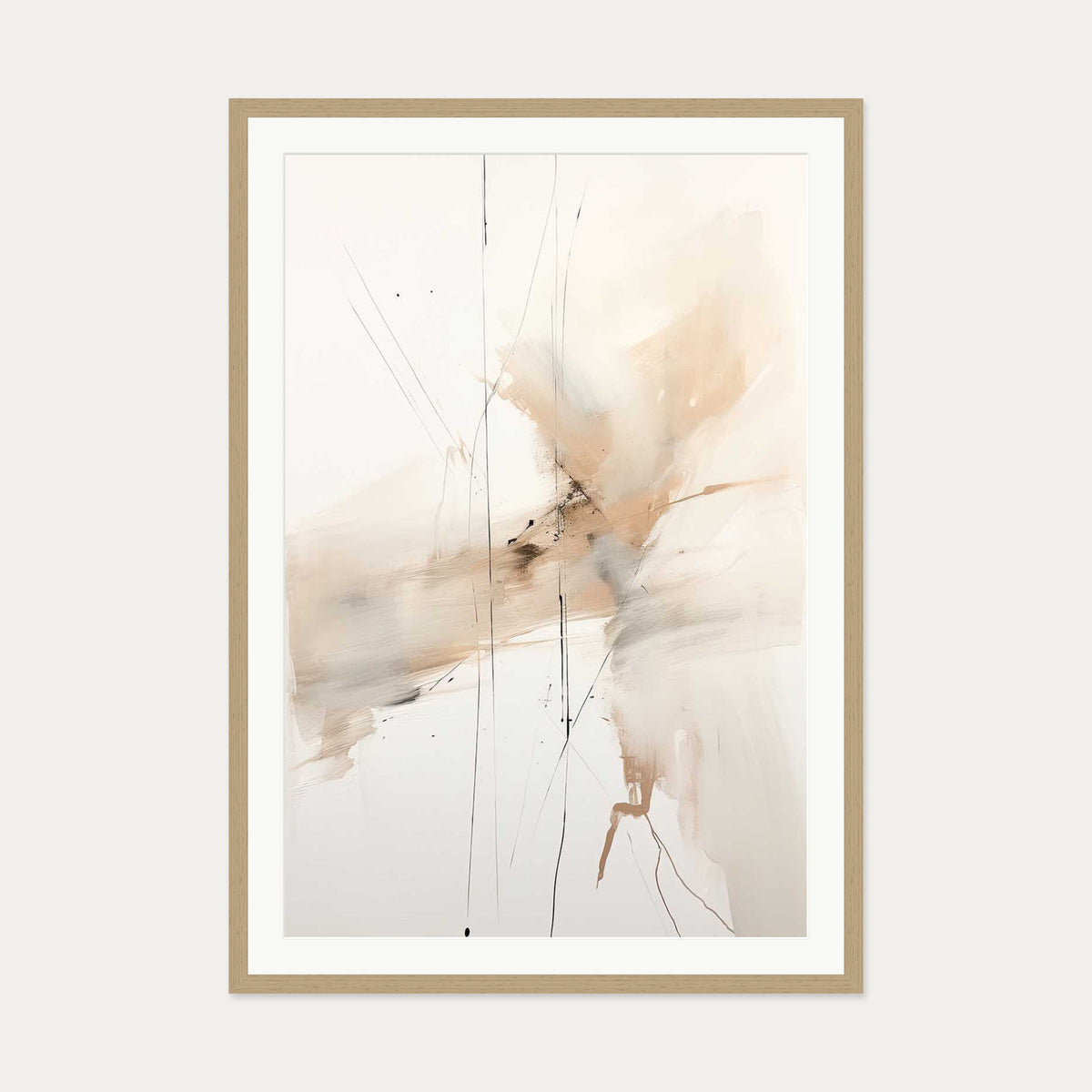 Abstract Songbird II Art Print — 70 x 100 cm — Oak Frame