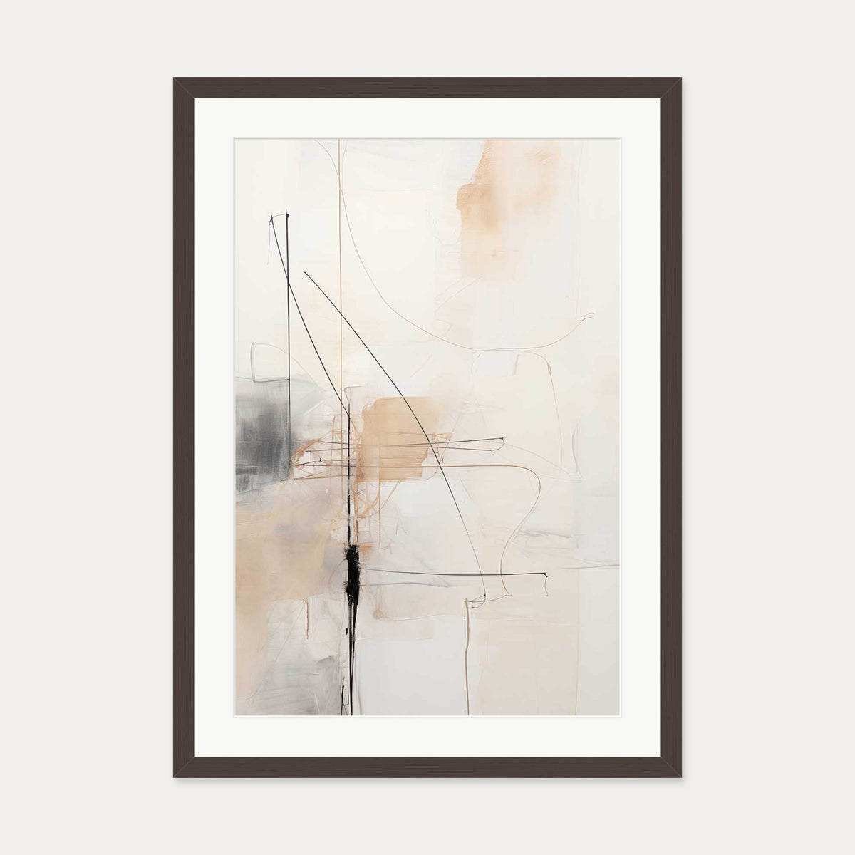 Abstract Songbird III Art Print — 50 x 70 cm — Brown Frame