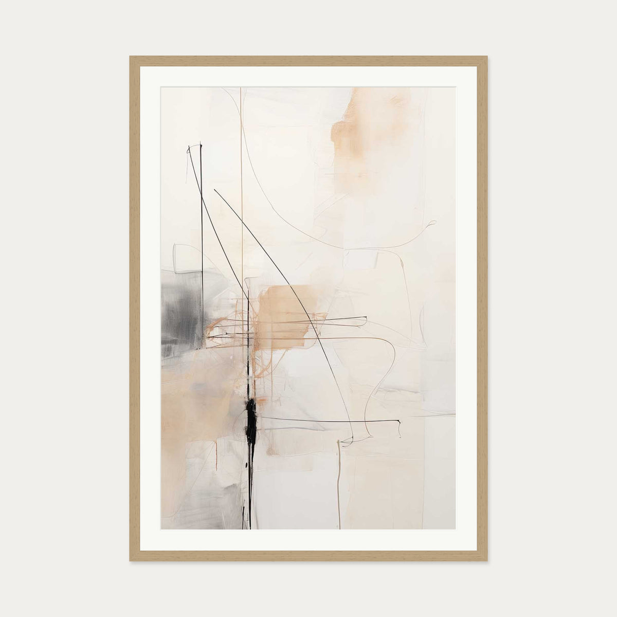 Abstract Songbird III Art Print — 70 x 100 cm — Oak Frame