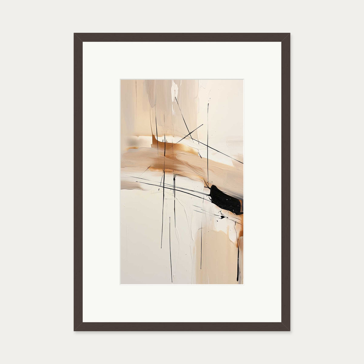 Abstract Songbird IV Art Print — 50 x 70 cm — Brown Frame
