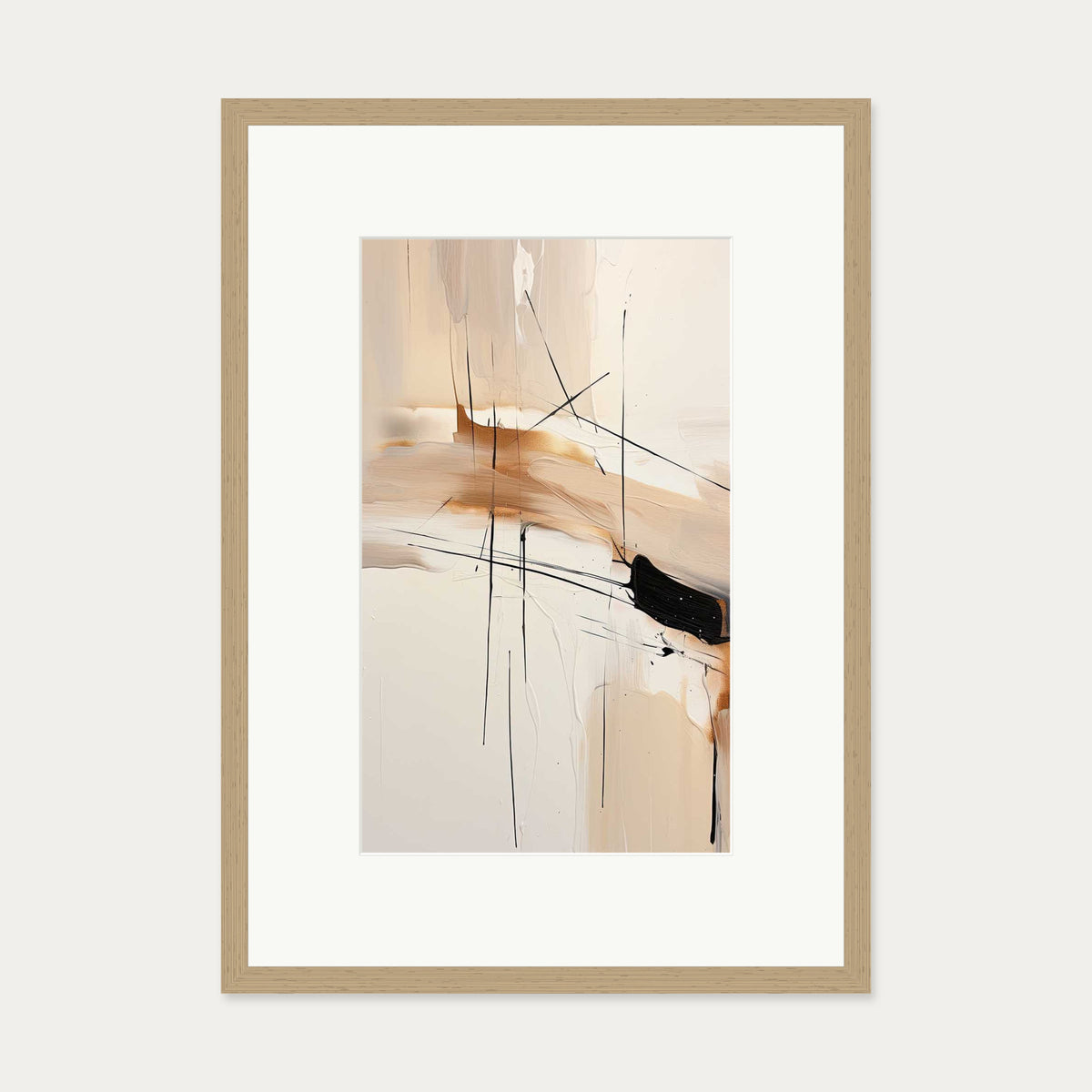 Abstract Songbird IV Art Print — 50 x 70 cm — Oak Frame