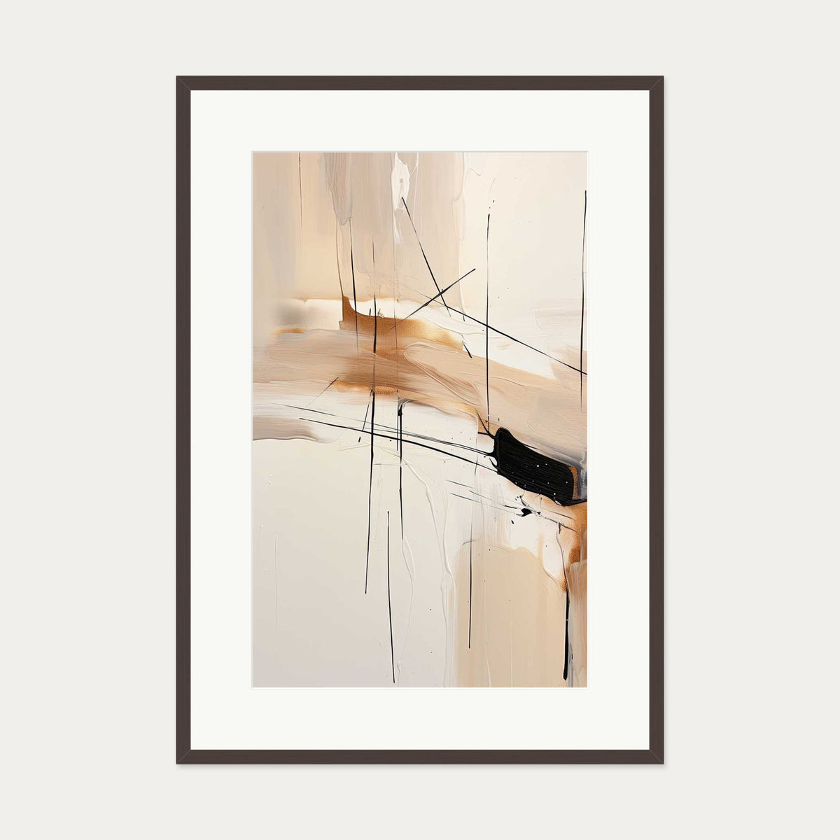 Abstract Songbird IV Art Print — 70 x 100 cm — Brown Frame