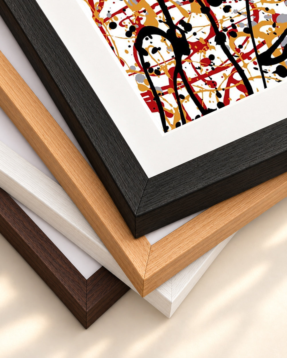 Abstract Splatter Art Print — framed print corner with 5 cm mount and bevel