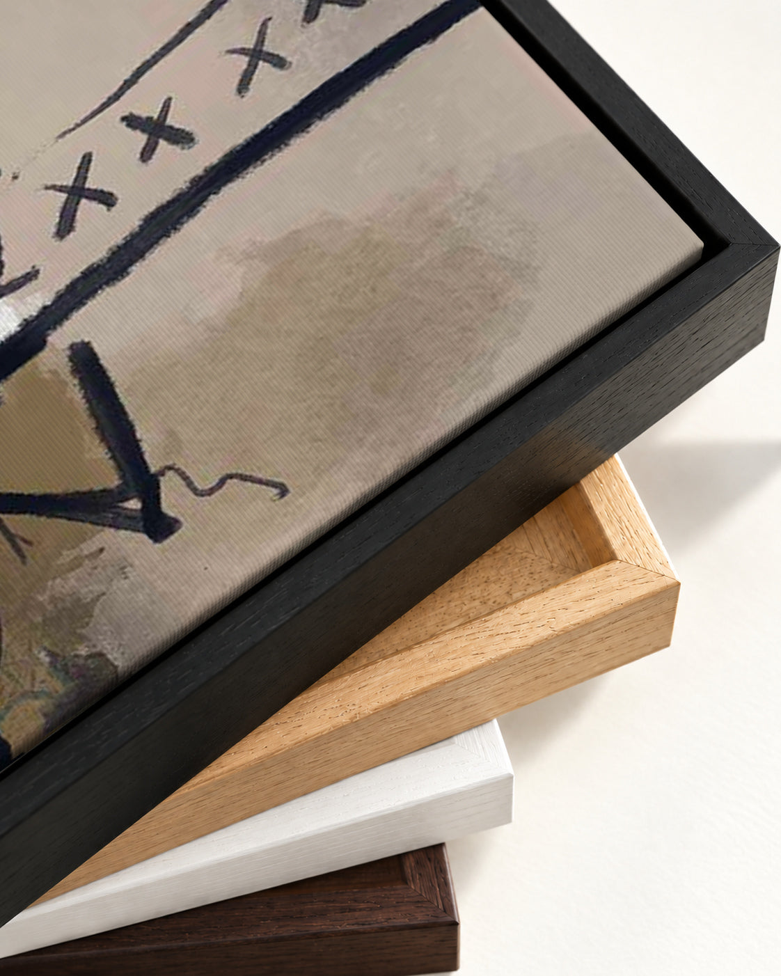 Abstract Still Life Canvas Art — framed canvas corner and wrapped canvas detail