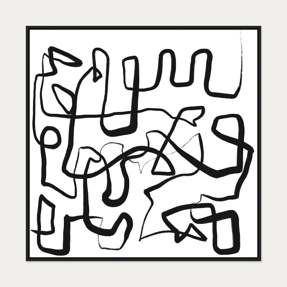 Abstract Study X Canvas Art — 100 x 100 cm — Black Frame