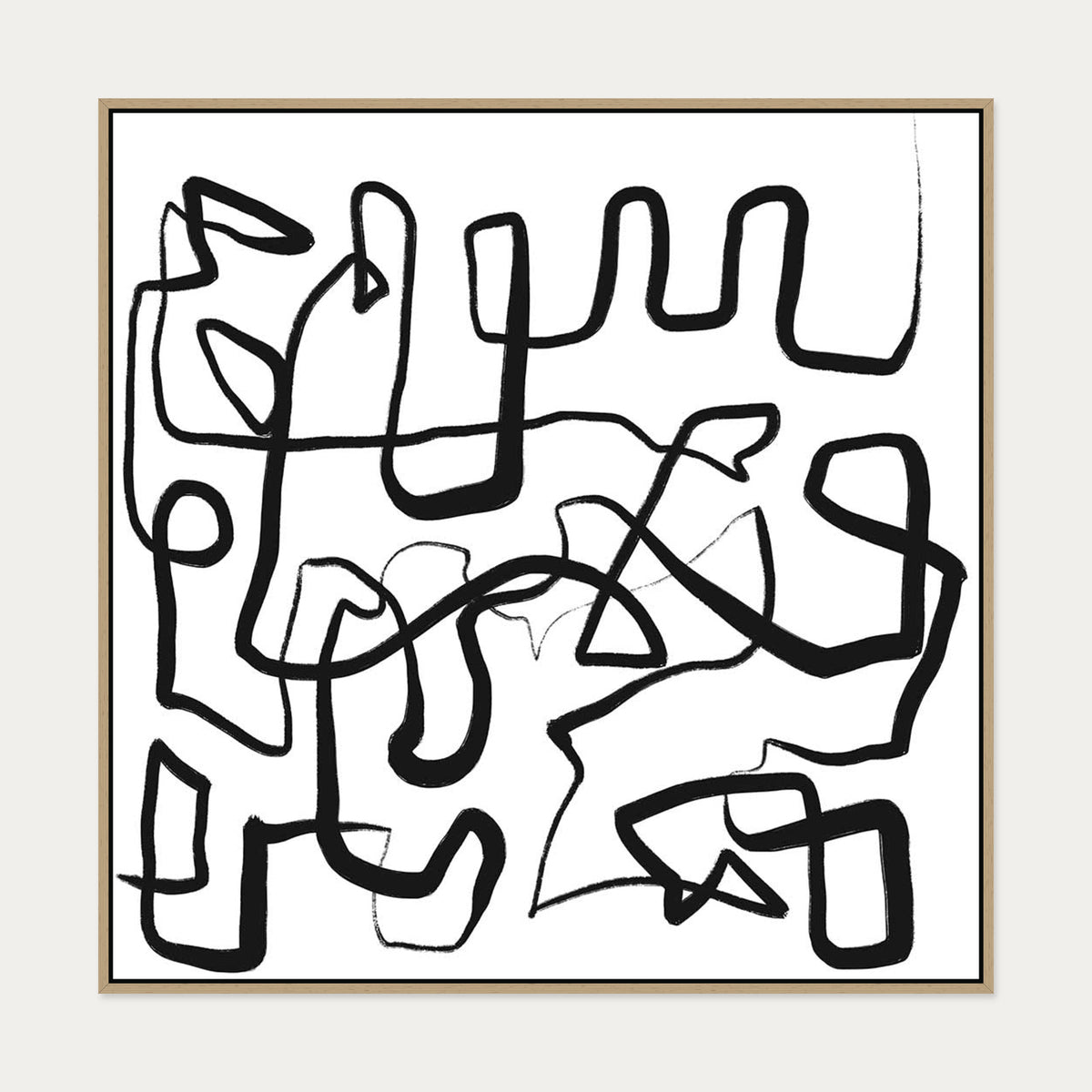 Abstract Study X Canvas Art — 100 x 100 cm — Oak Frame