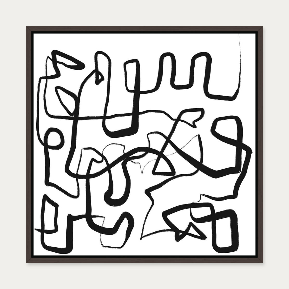 Abstract Study X Canvas Art — 50 x 50 cm — Brown Frame