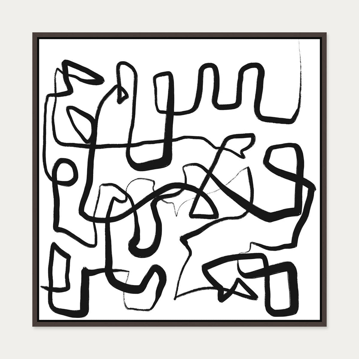 Abstract Study X Canvas Art — 70 x 70 cm — Brown Frame