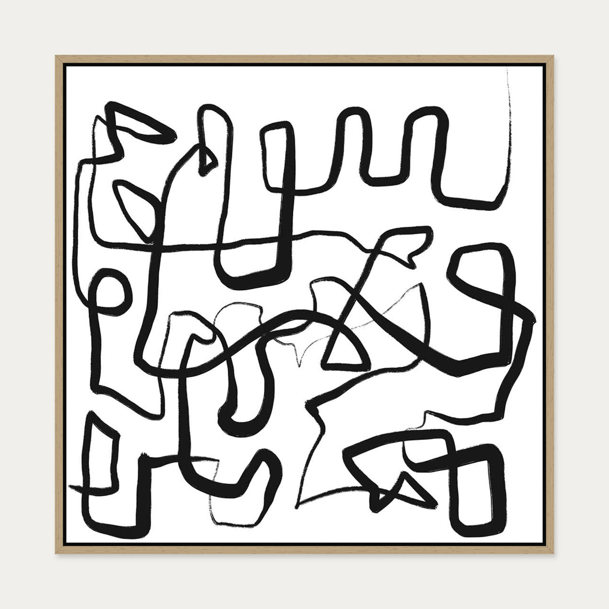 Abstract Study X Canvas Art — 70 x 70 cm — Oak Frame