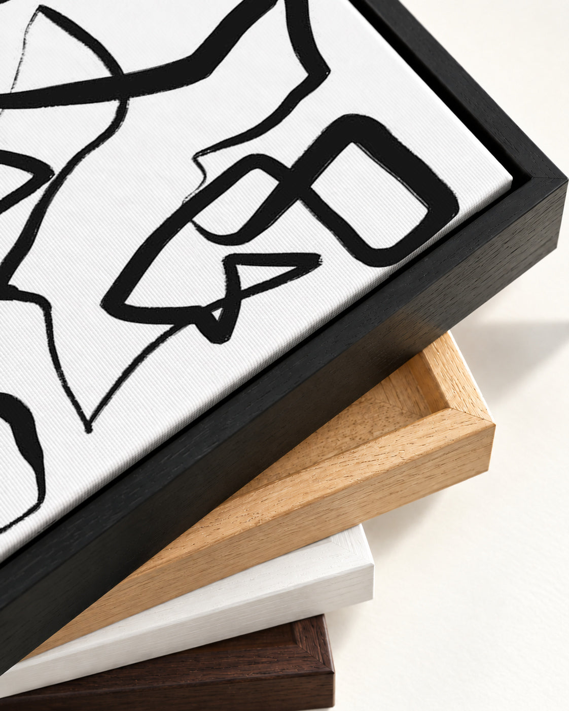Abstract Study X Canvas Art — framed canvas corner and wrapped canvas detail