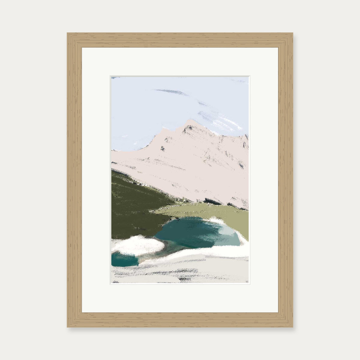Abstract Valley Art Print — 30 x 40 cm — Oak Frame