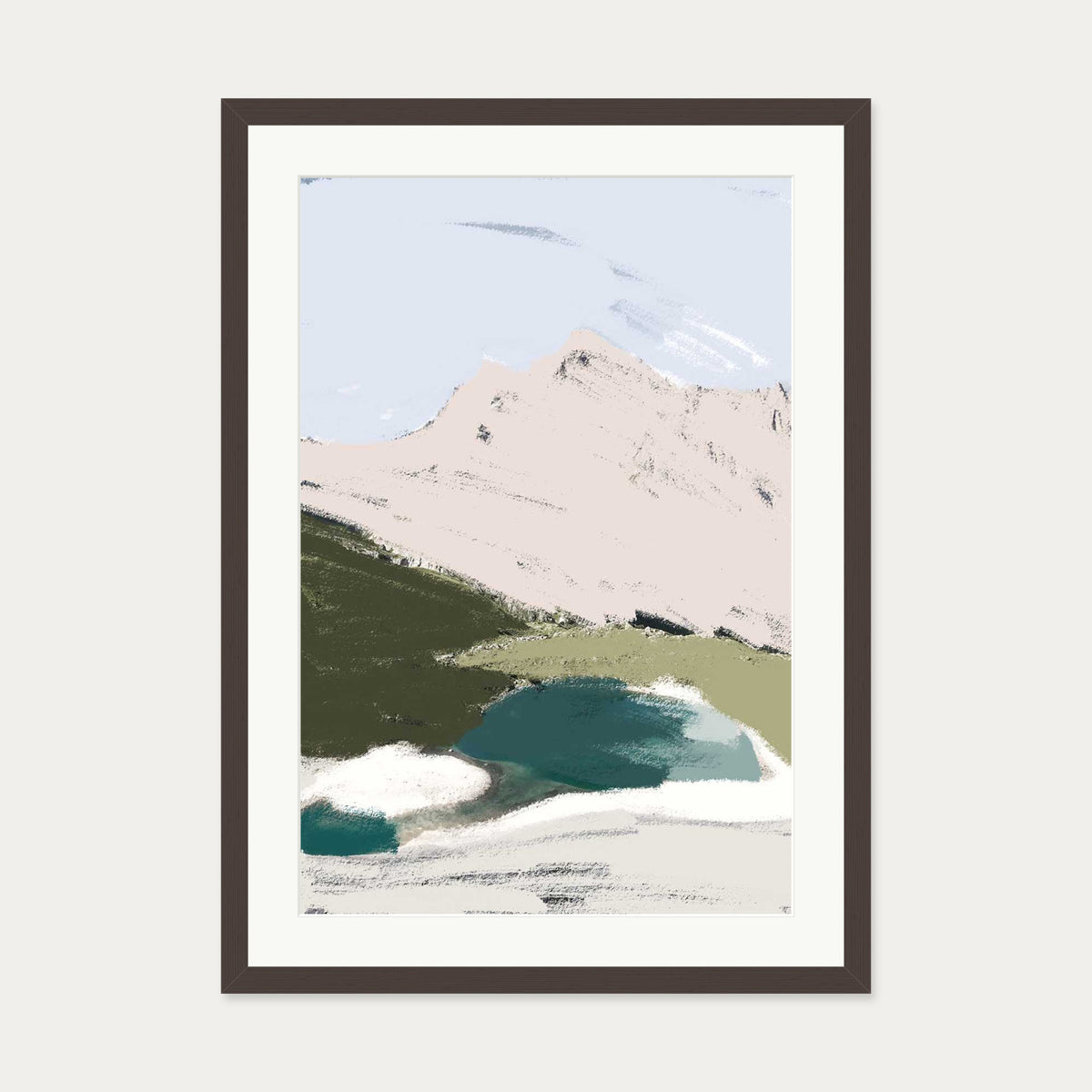 Abstract Valley Art Print — 50 x 70 cm — Brown Frame