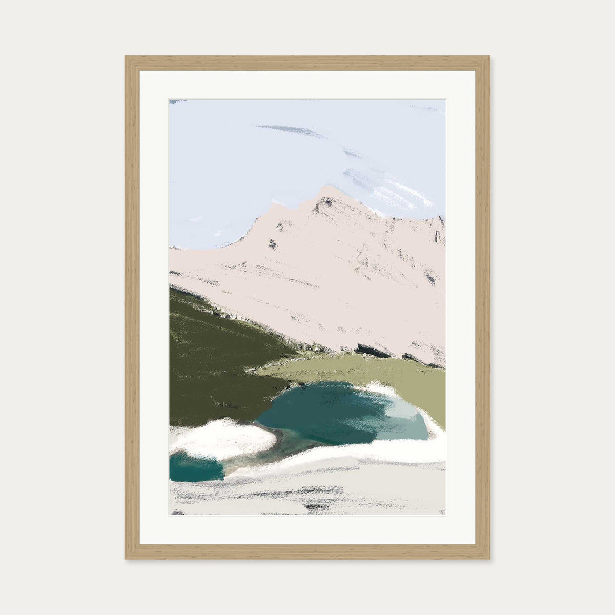 Abstract Valley Art Print — 50 x 70 cm — Oak Frame