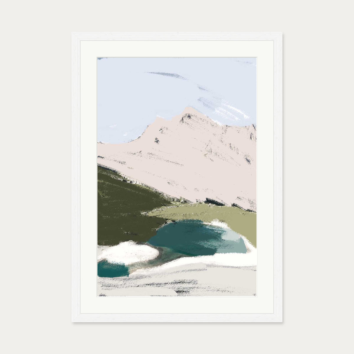Abstract Valley Art Print — 50 x 70 cm — White Frame