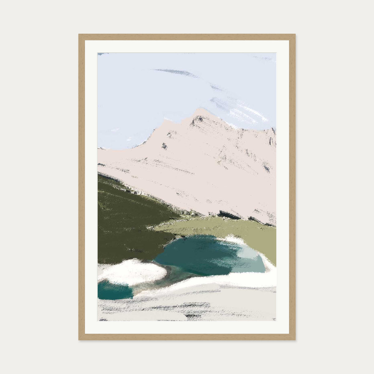 Abstract Valley Art Print — 70 x 100 cm — Oak Frame