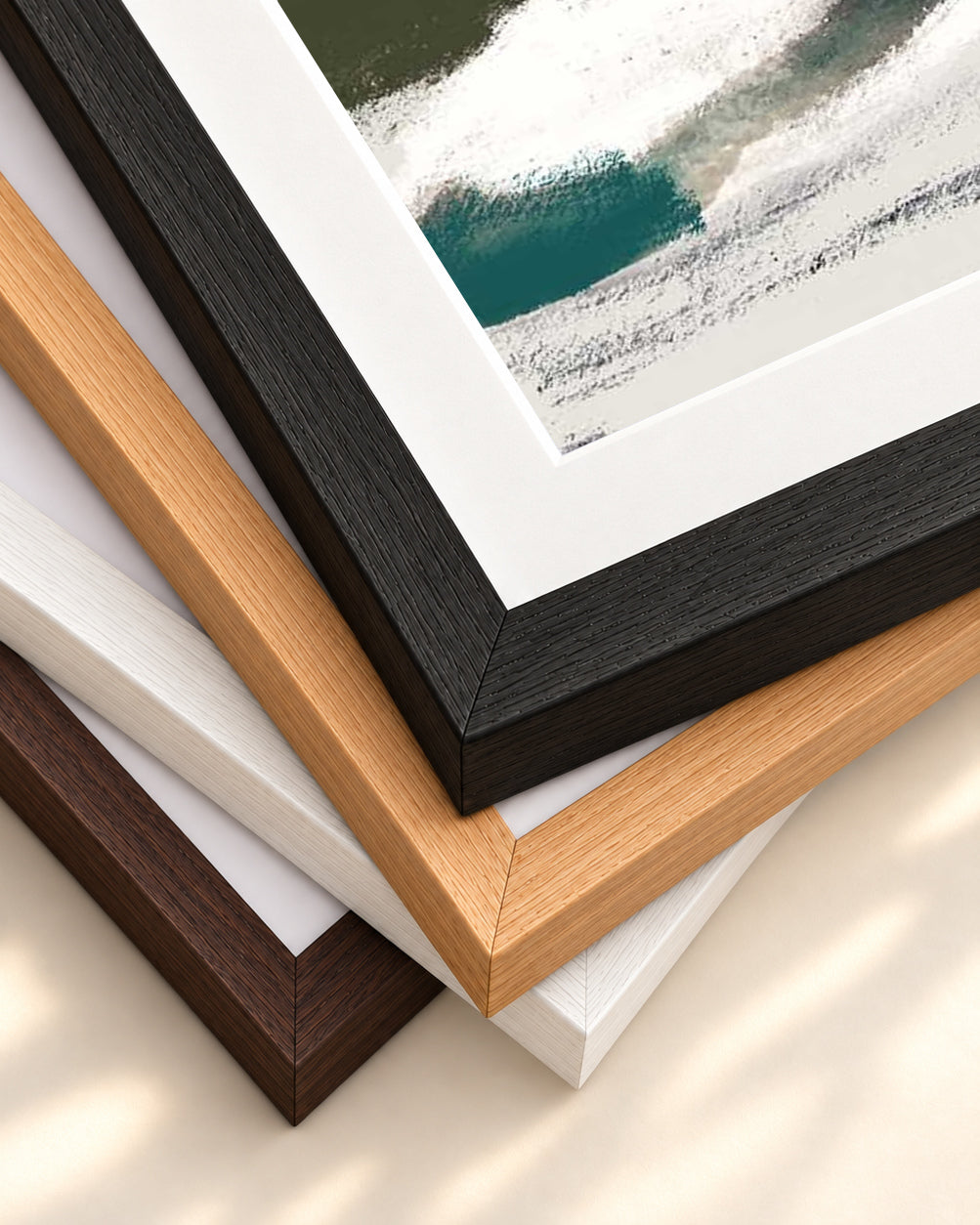 Abstract Valley Art Print — framed print corner with 5 cm mount and bevel