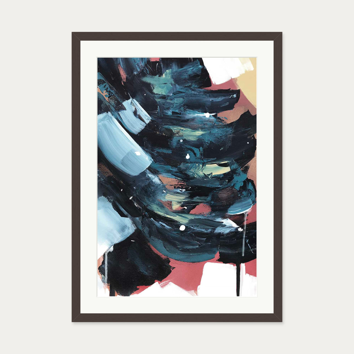 Abstract Valley II Art Print — 50 x 70 cm — Brown Frame