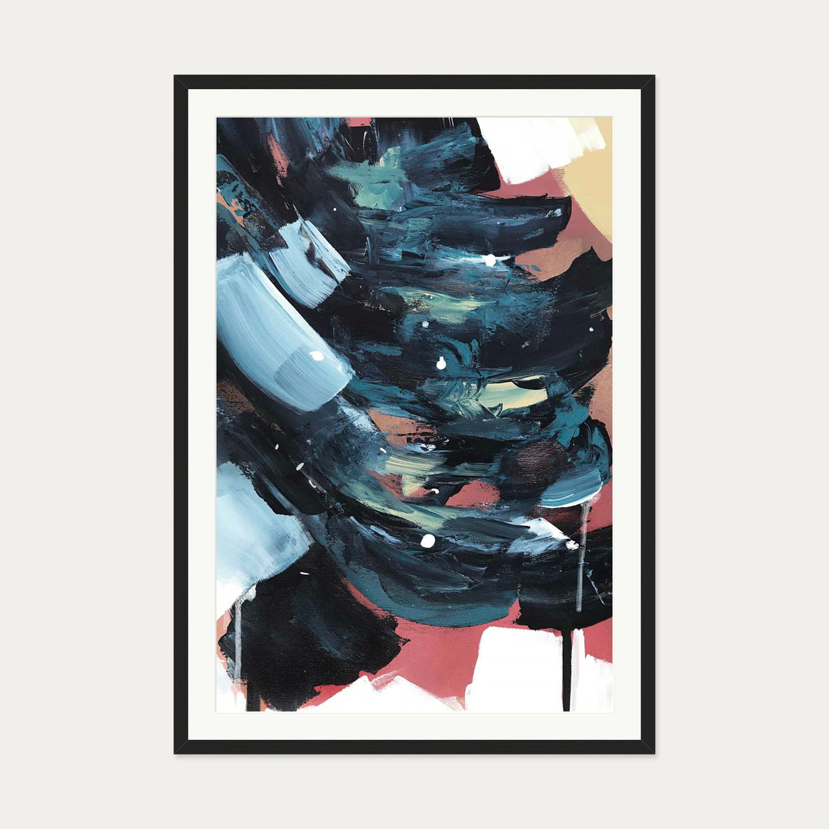 Abstract Valley II Art Print — 70 x 100 cm — Black Frame