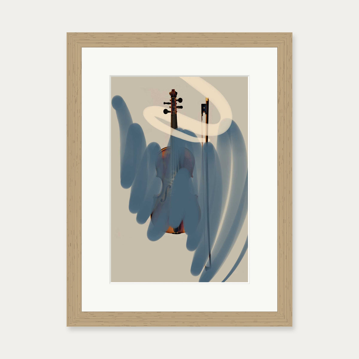 Abstract Violin Art Print — 30 x 40 cm — Oak Frame