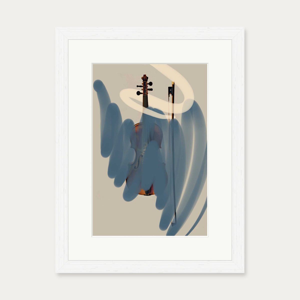 Abstract Violin Art Print — 30 x 40 cm — White Frame