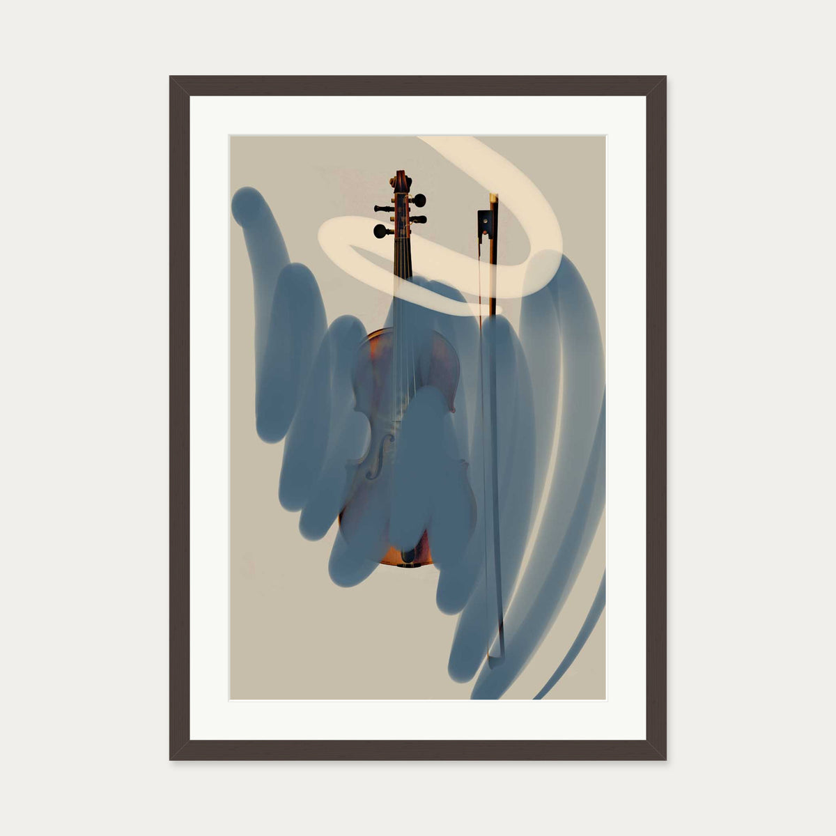Abstract Violin Art Print — 50 x 70 cm — Brown Frame