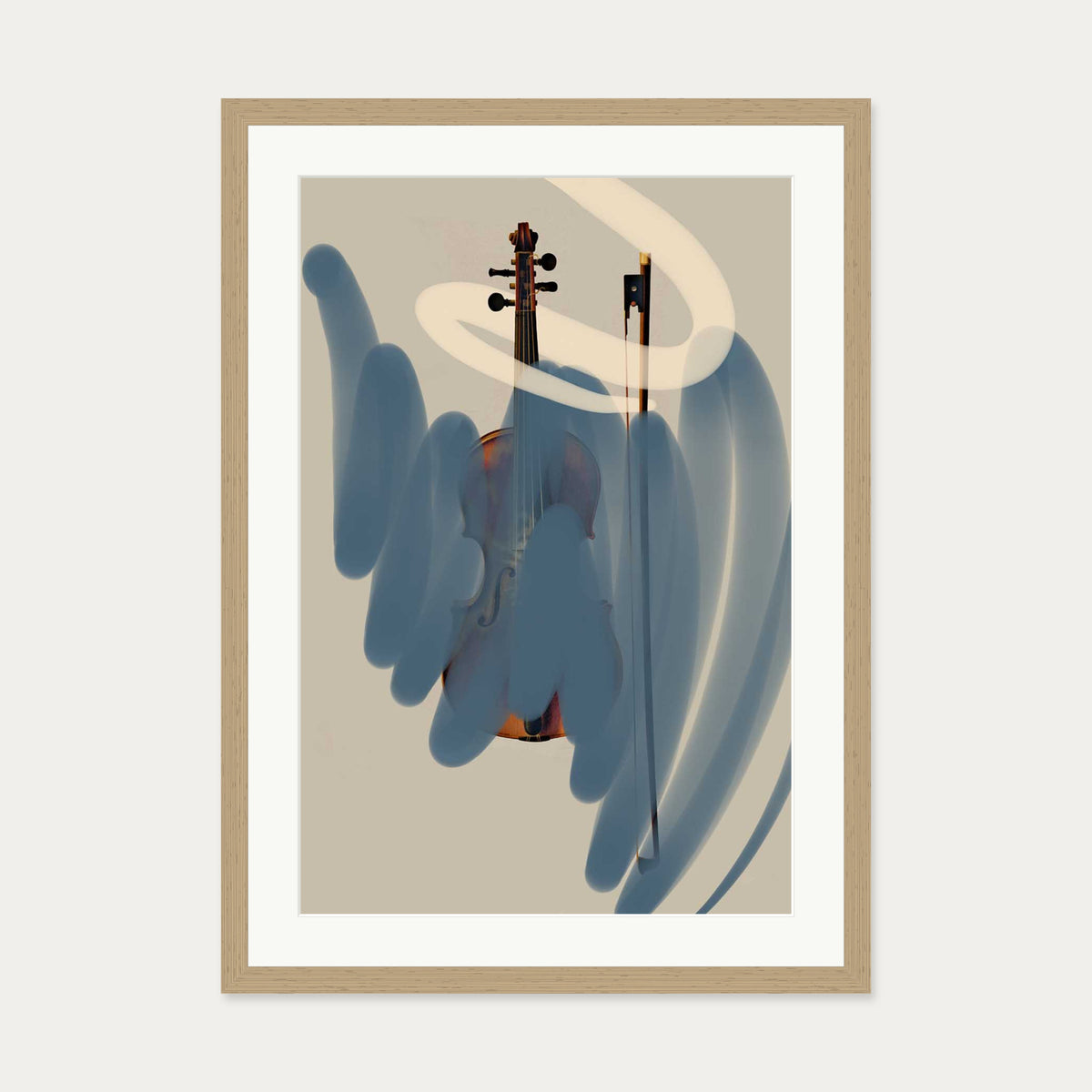 Abstract Violin Art Print — 50 x 70 cm — Oak Frame