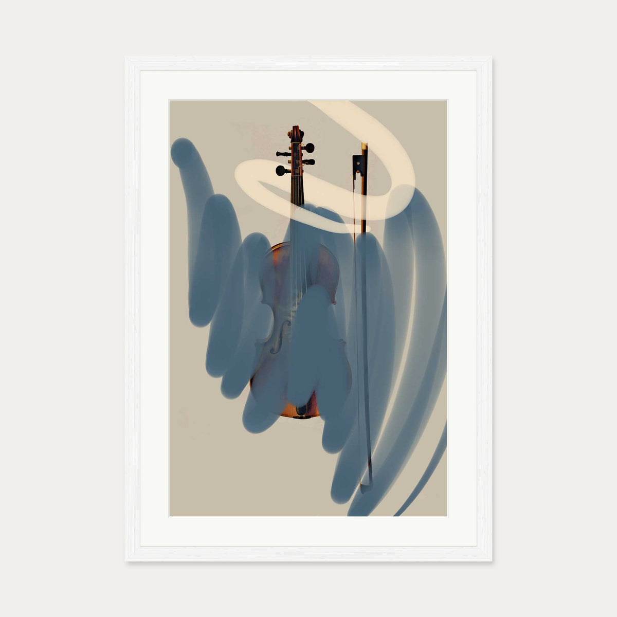 Abstract Violin Art Print — 50 x 70 cm — White Frame