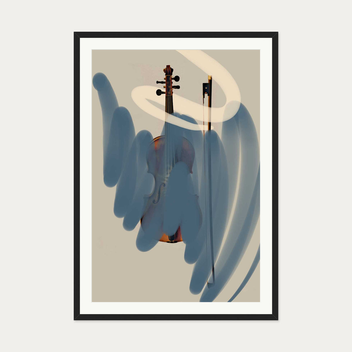 Abstract Violin Art Print — 70 x 100 cm — Black Frame