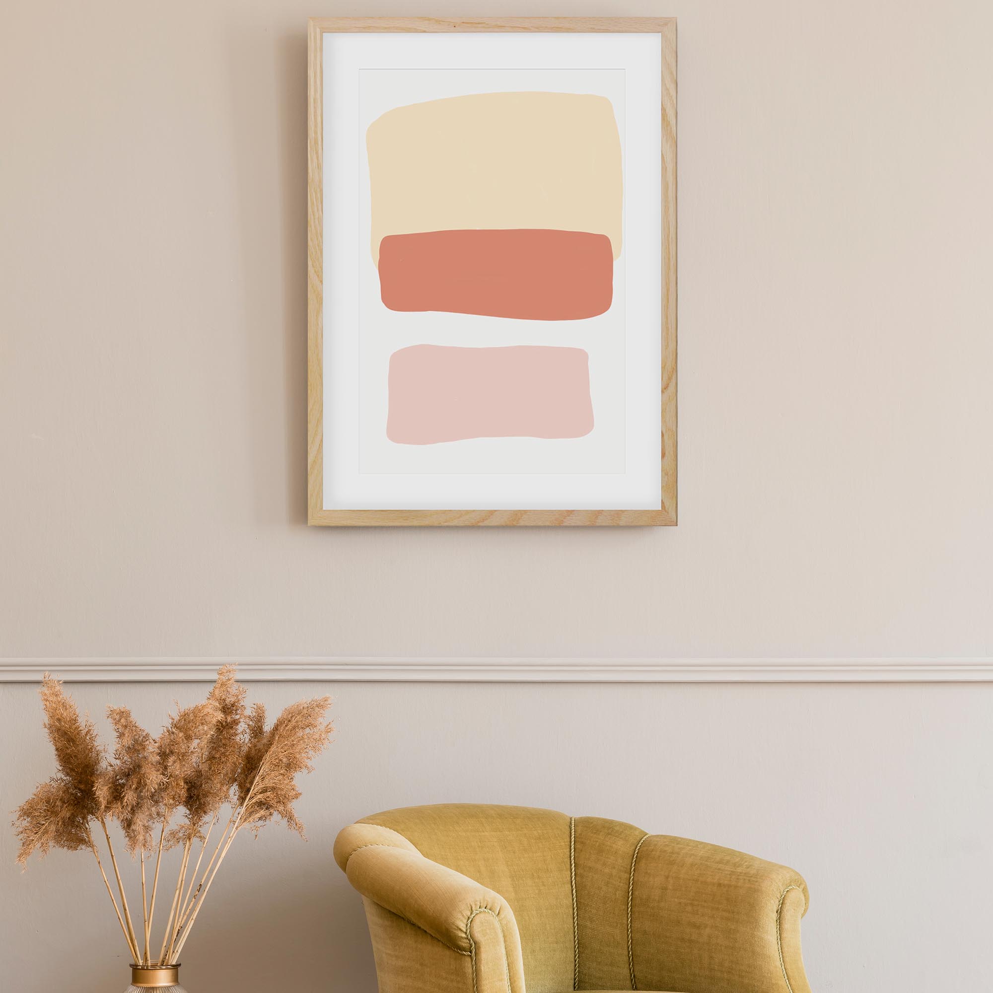 Three Blush Shapes Framed Art