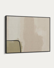 Framed abstract art piece with a minimalistic design on a white background
