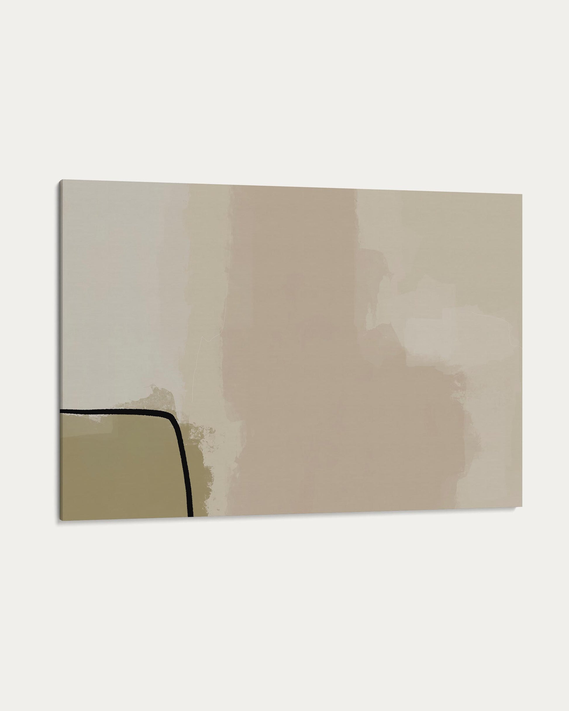 Rectangular mirror with a beige frame on a white background