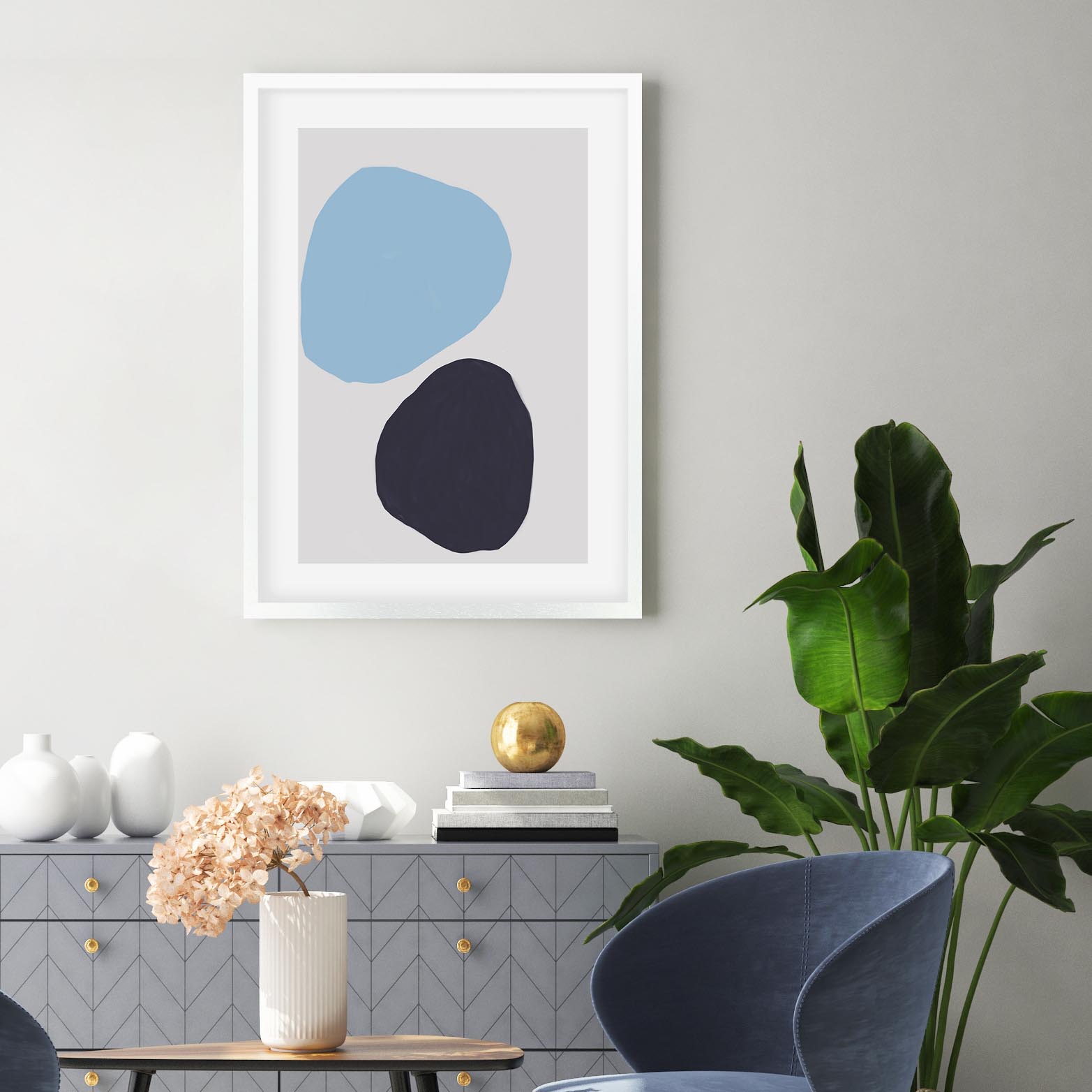 Abstract Stone Shapes Framed Art