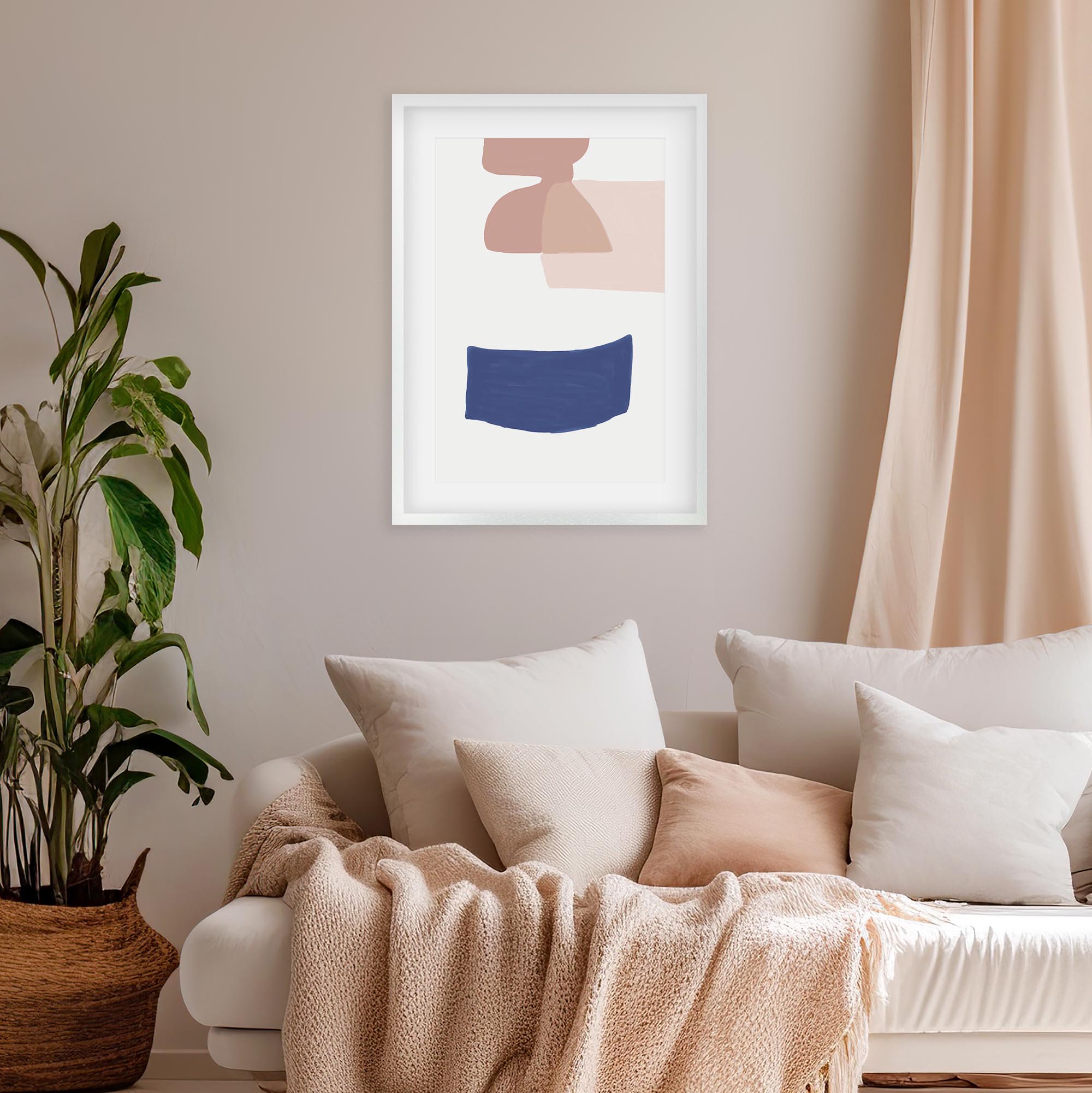Abstract Blue Shapes 2 Framed Art