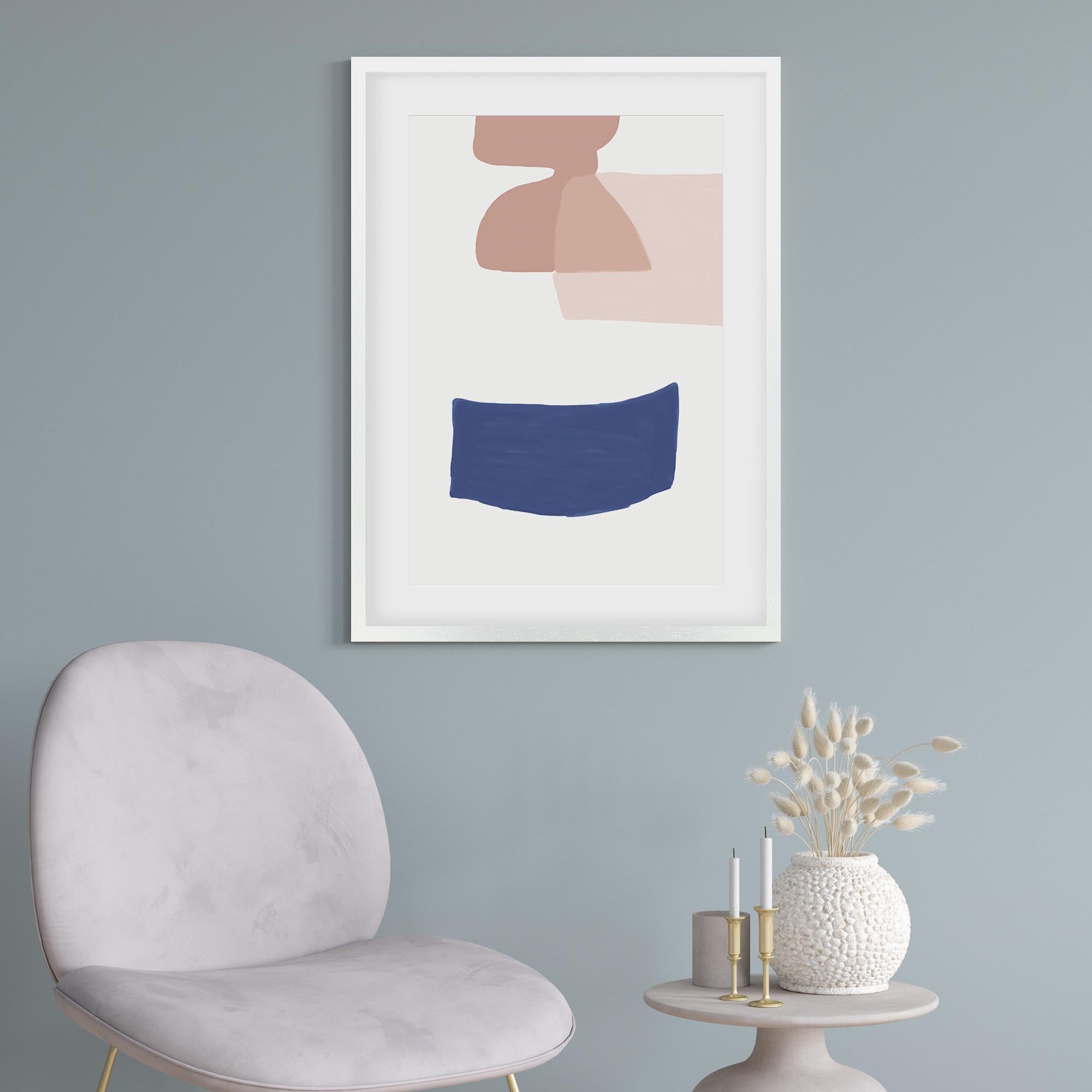 Abstract Blue Shapes 2 Framed Art