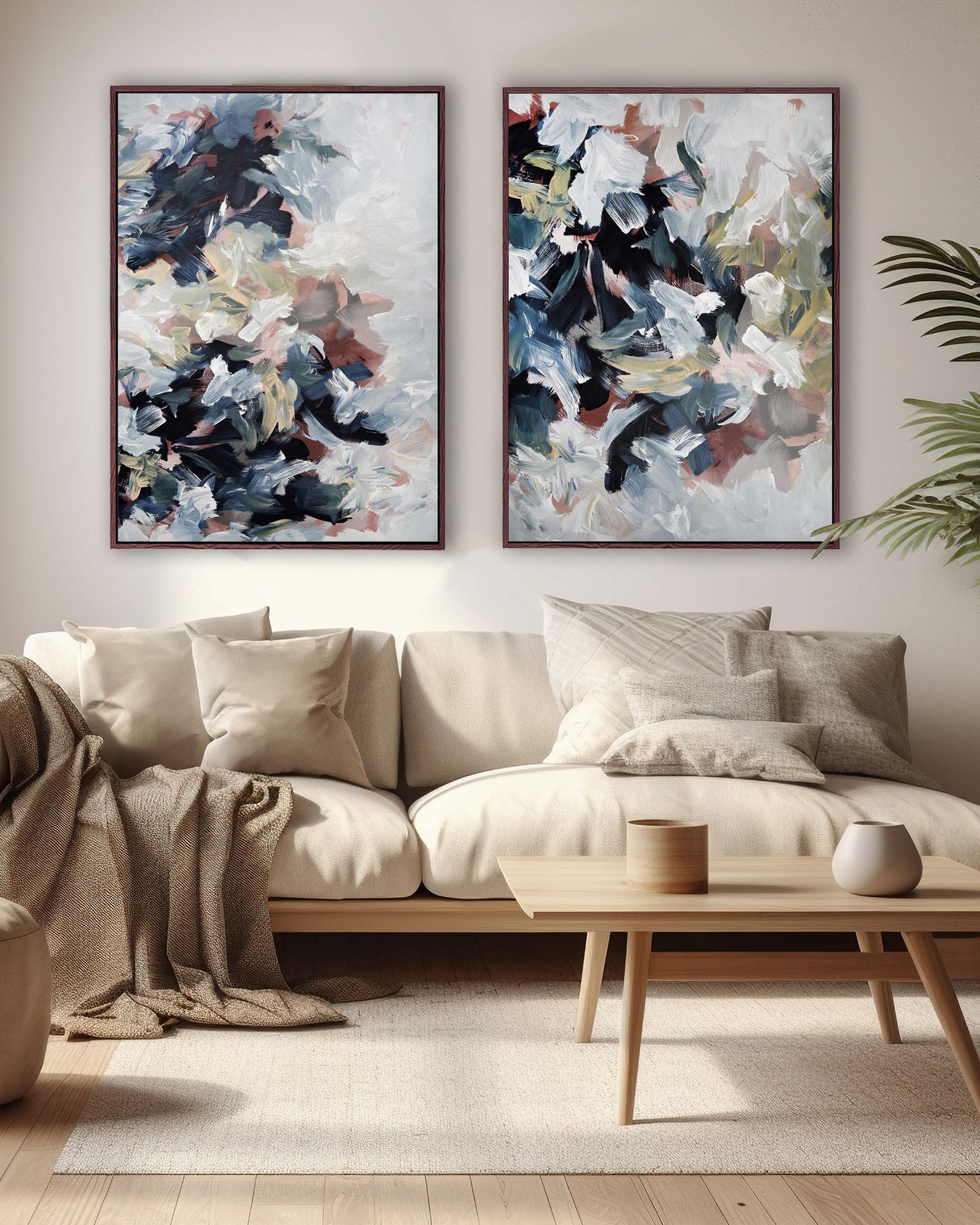 Abstract Blush River Canvas Set Of 2