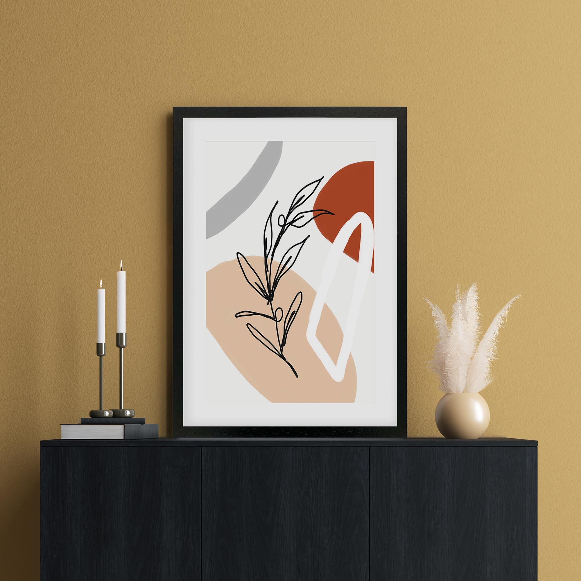 Abstract Botanical Shapes Framed Art