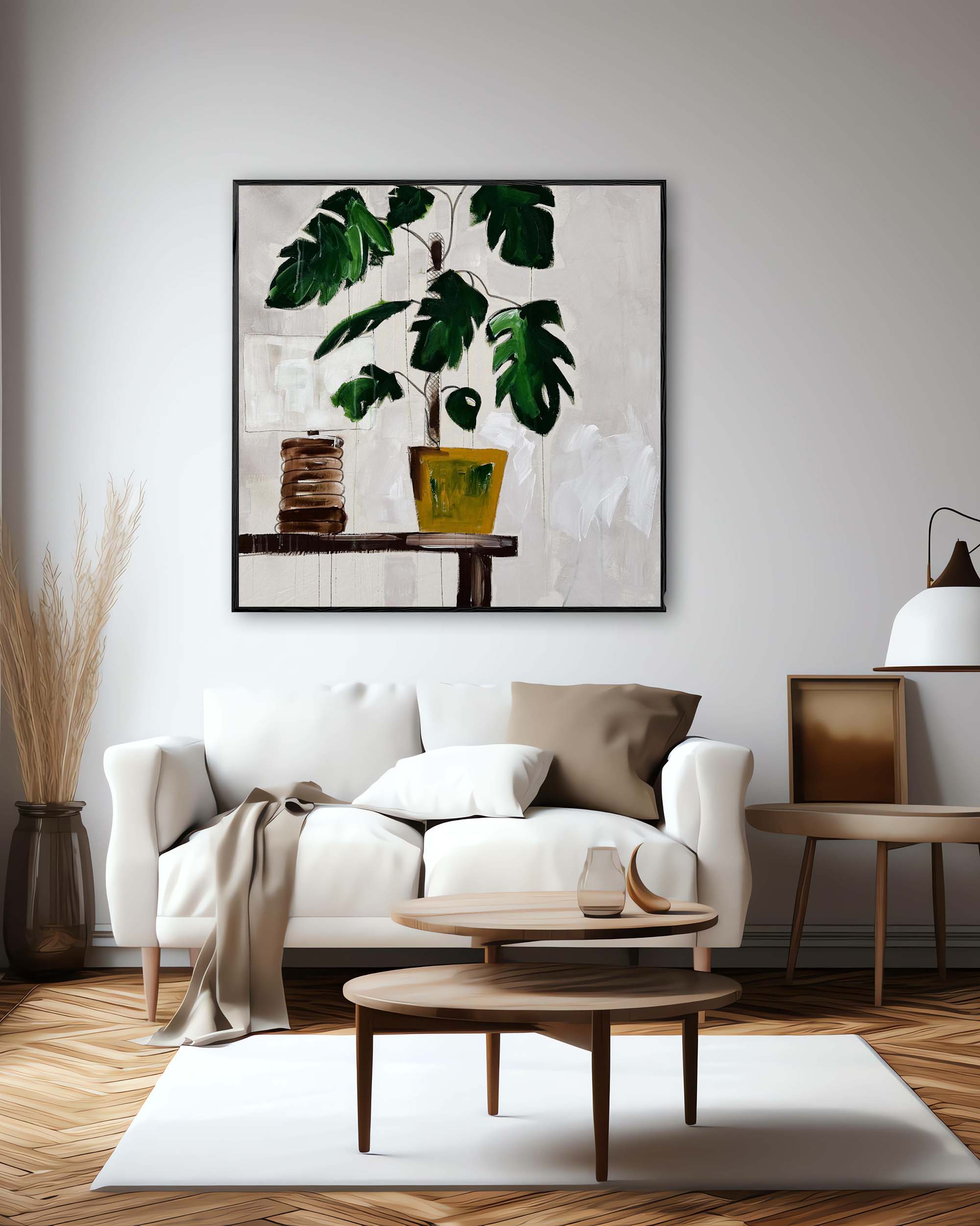 Monstera Study With Lamp - Original Painting