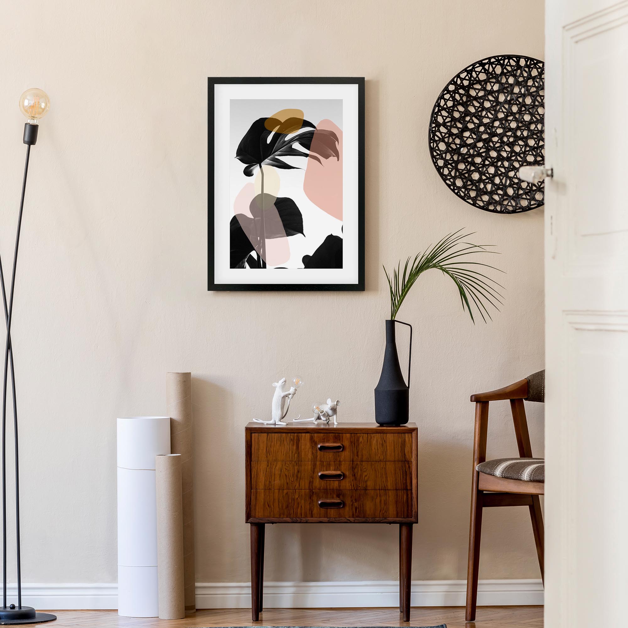 Contemporary Monstera Leaf Framed Art