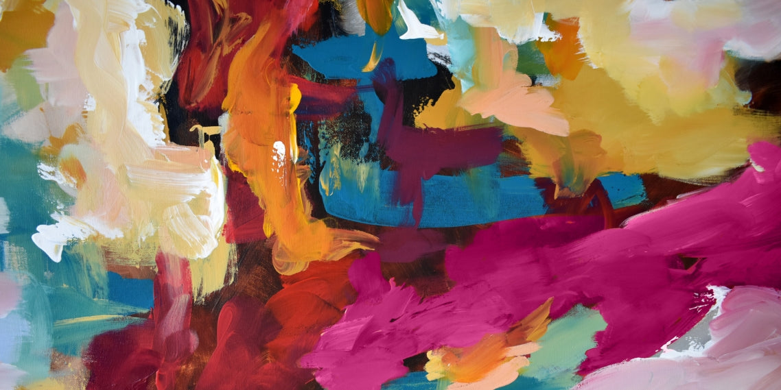 abstract wall art with red tones and warm colours