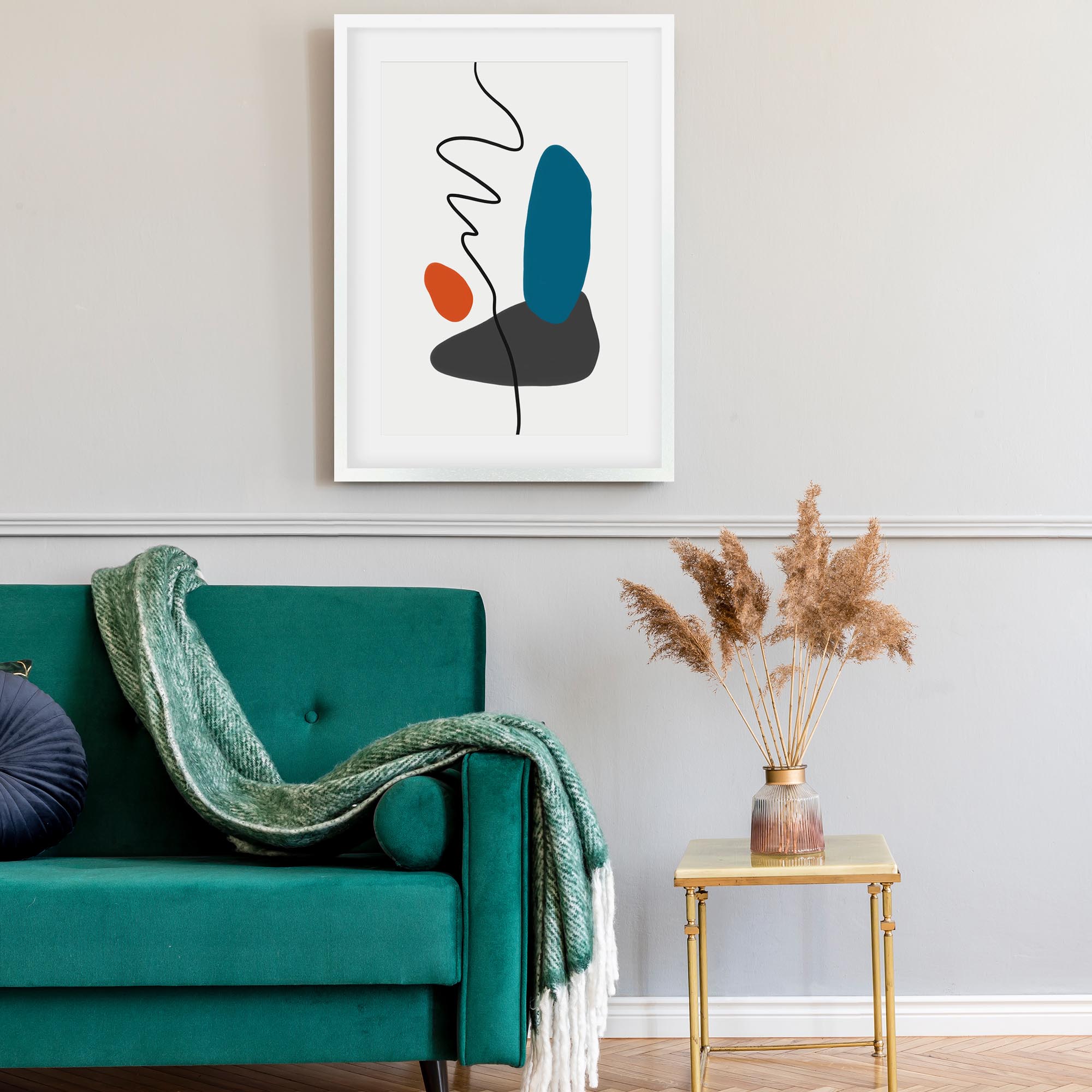 Modern Shapes With Line Framed Art