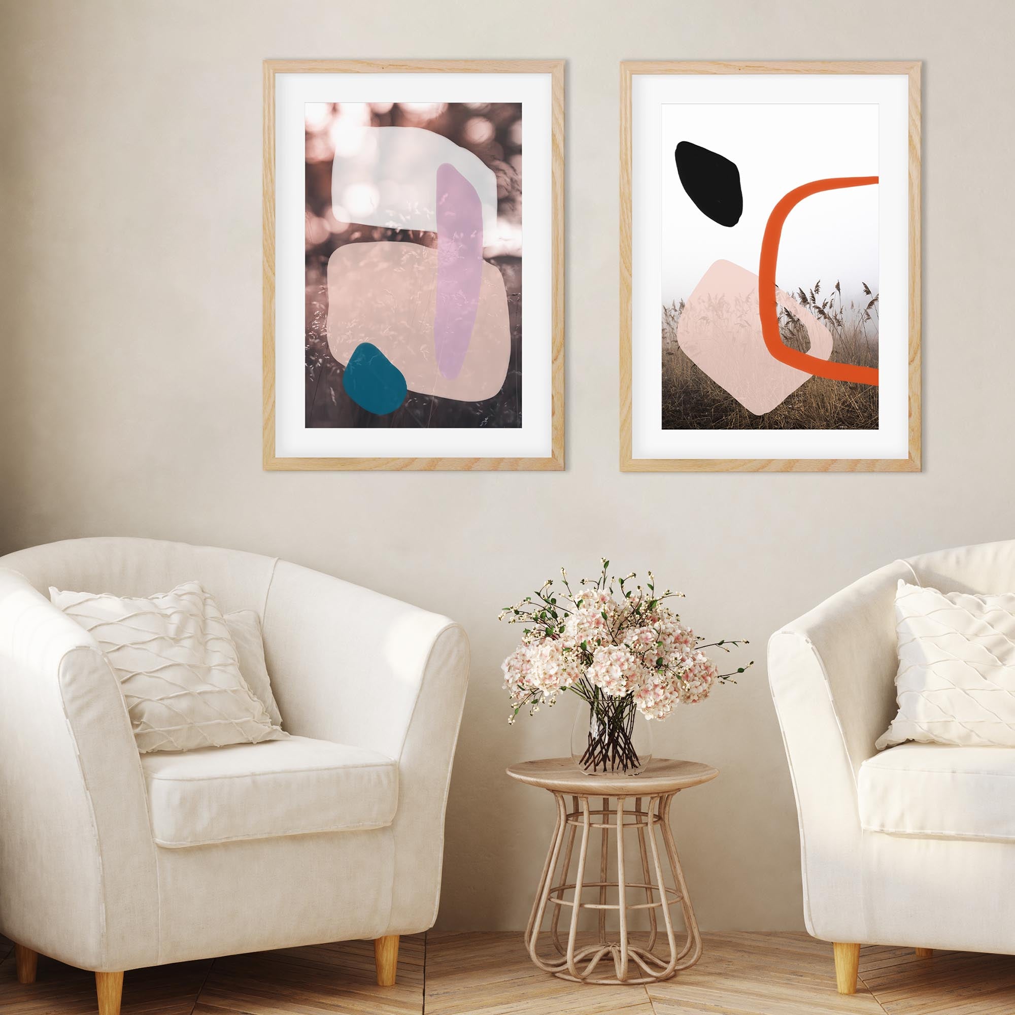 Abstract Fields Pastel - Print Set Of 2