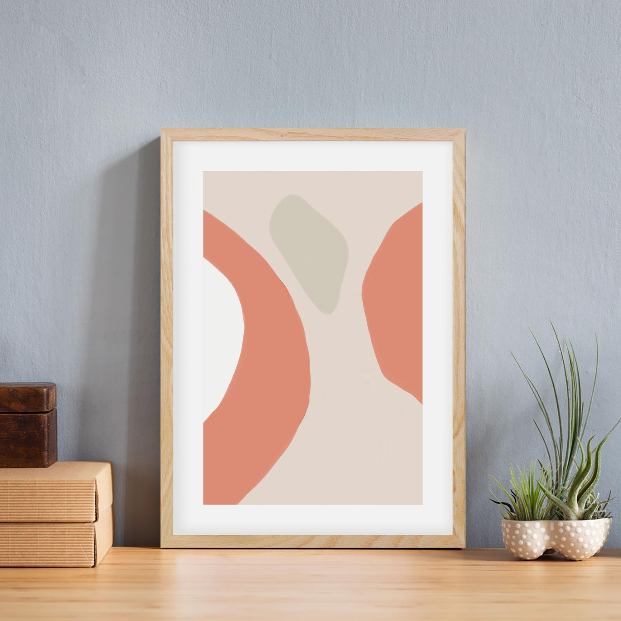 Soft Orange Abstract Framed Art