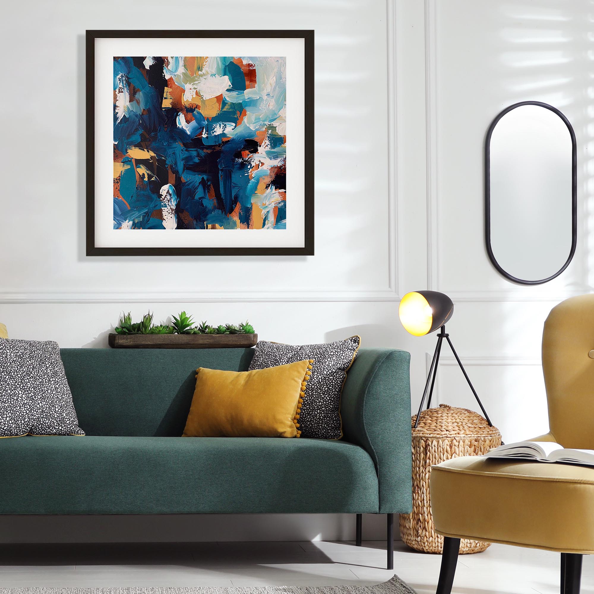 Midnight Blue Abstract Framed Art